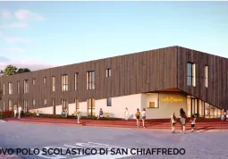 Un render della nuova scuola primaria di San Chiaffredo